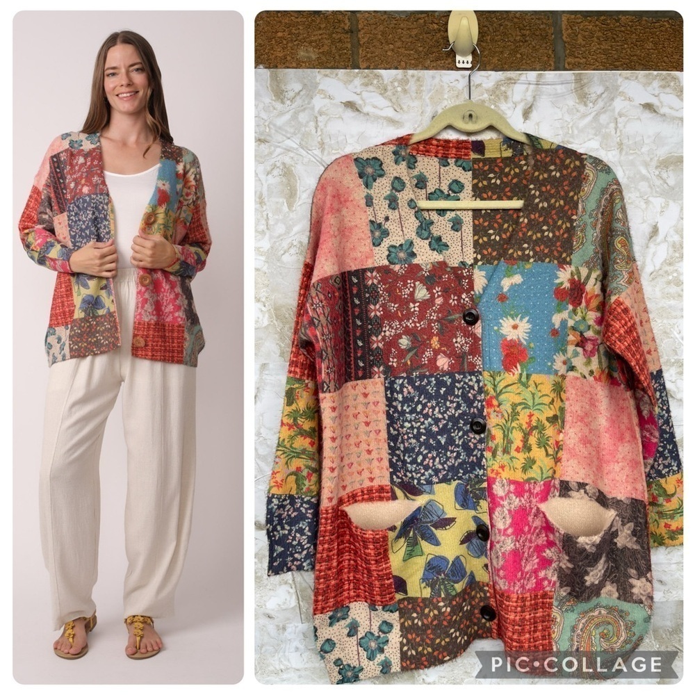Hippie Dippie Patchwork Cardigan Sweater size medium